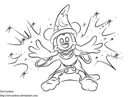 mickey mouse the sorcerer s apprentice lineart by xvrcardoso d52hw4e